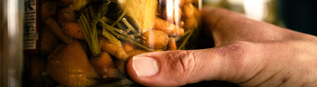 Lactogefermenteerde wortels en boontjes met citrusfruit