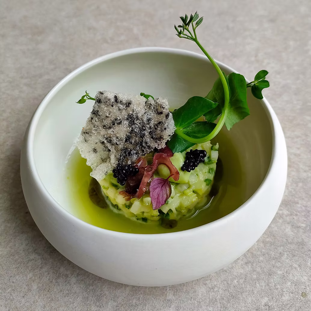 Tartaar van komkommer, avocado en zeekraal